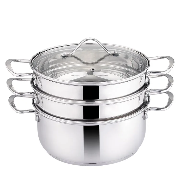 26cm sandwich bottom cooking food 4 layer aluminum steamer pot stainless steel soup pot with steamer couscous pot