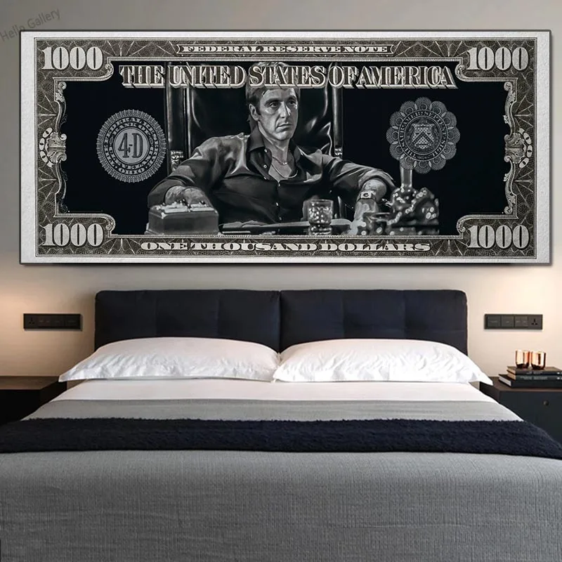 Home Decor Artwork Classic Movie Money Scarface Tony Montana Poster Dollar Pictures Prints Canvas Pop Money Art Wall Painting