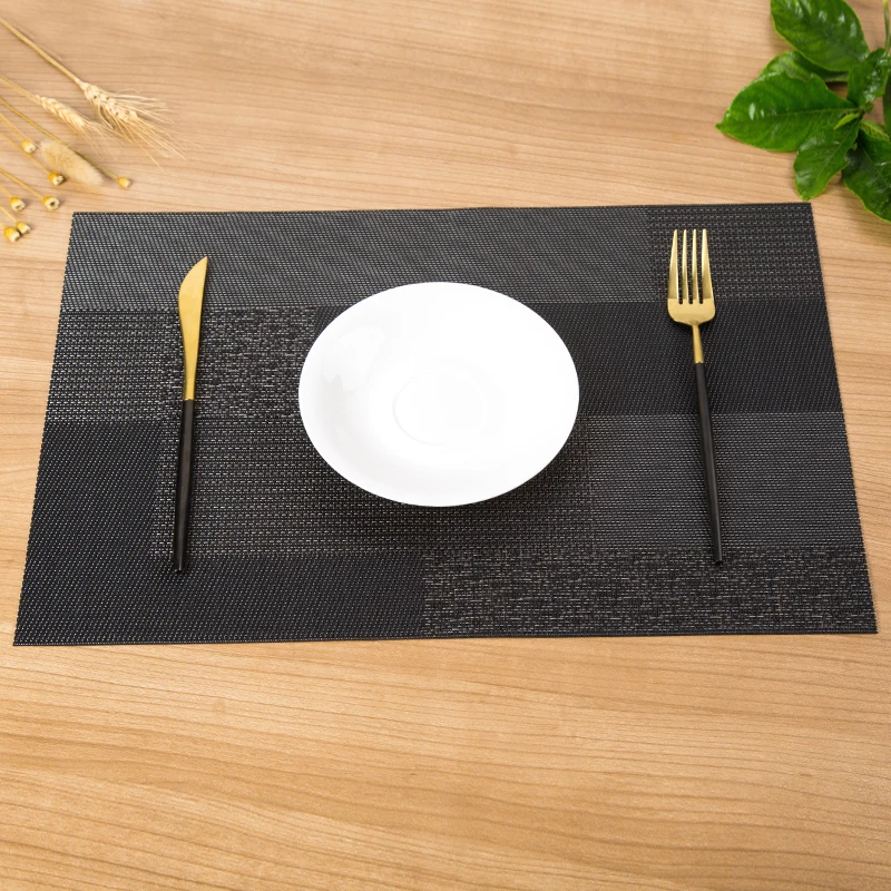 black pvc woven vinyl placemat