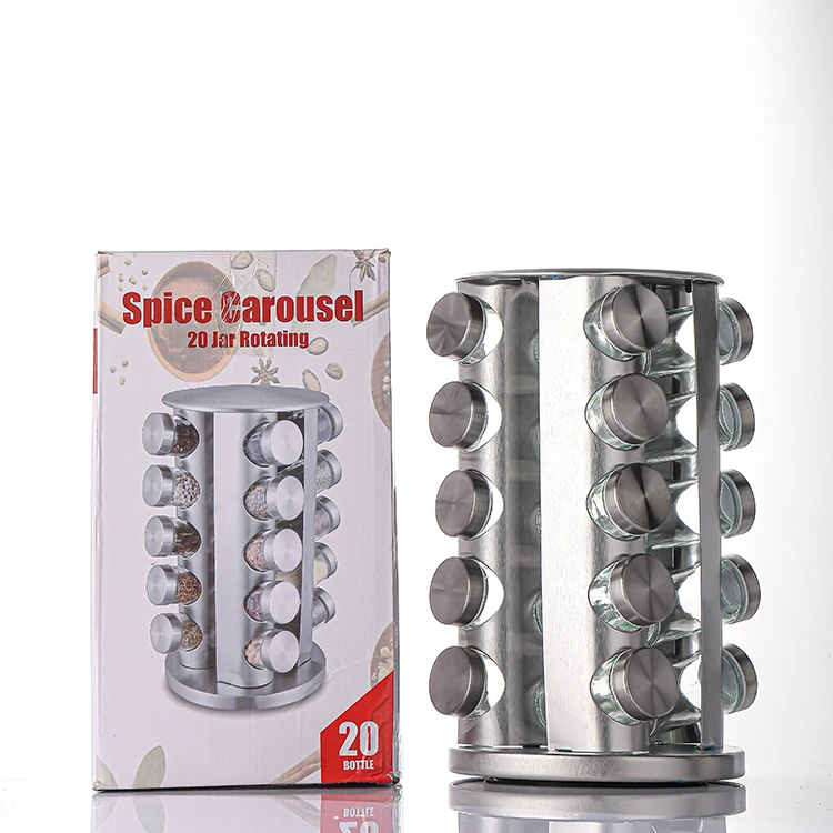 Kitchen 20 Pcak Seasoning Bottle Spice Jar Set, Iron Rack with Gift Box Safe Package