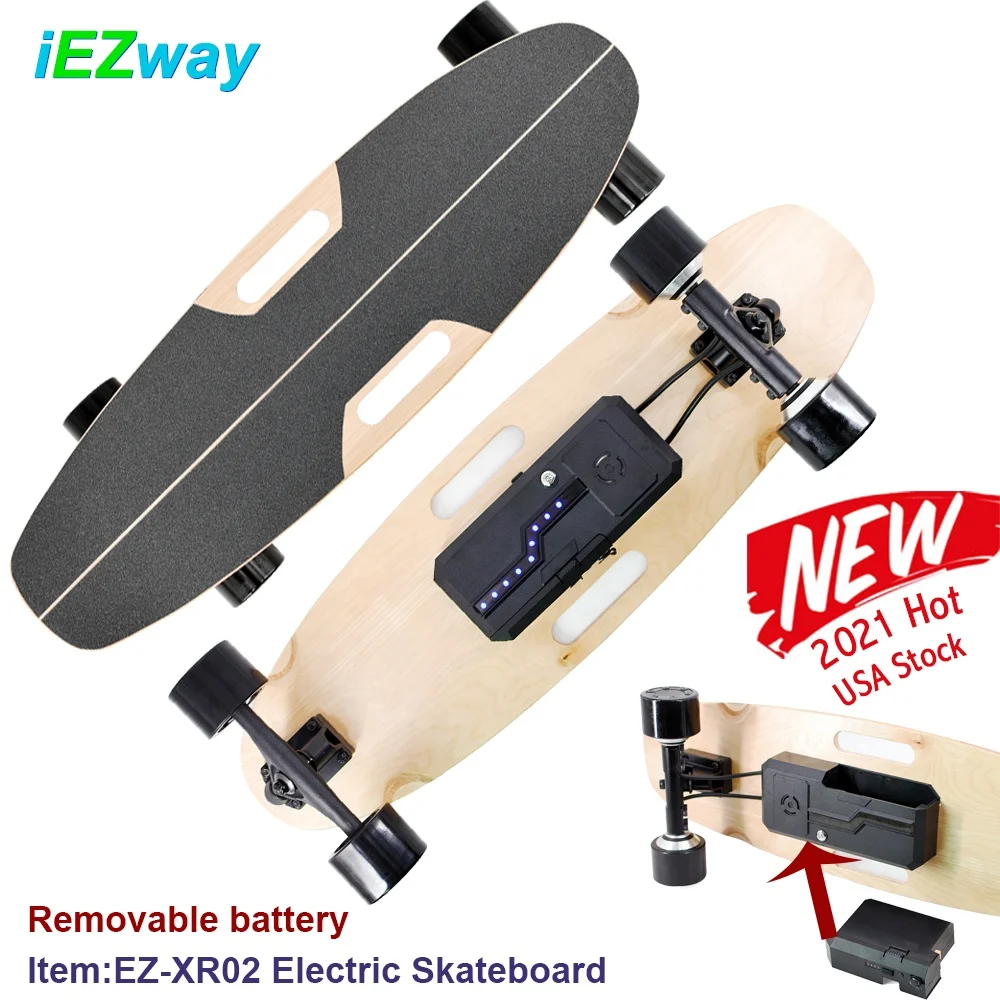 2021 iEZway Drop Shipping US Warehouse Removable Battery Portable 300w Mini Electric Skateboard Fish Skate Board