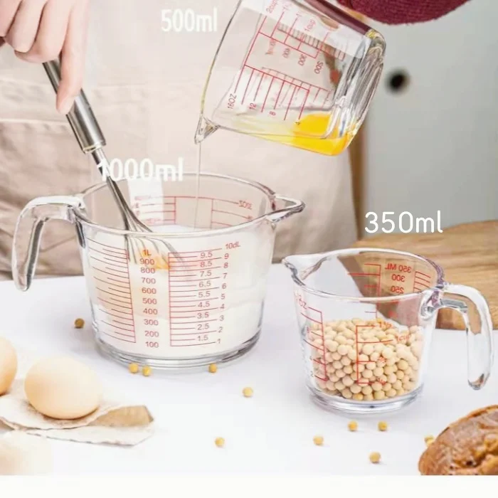 350 500 1000 ml Large Capacity Whisk Flour Measuring Baking Scale Cups Home Kitchen Tools Glass Measuring Cups