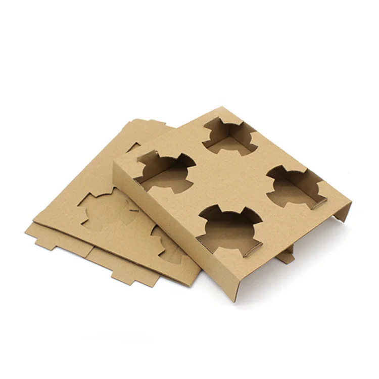 Corrugated Cardboard Box Coffee Drink 4 Cup Holder Tray Cup Carrier Paper Cup Holders