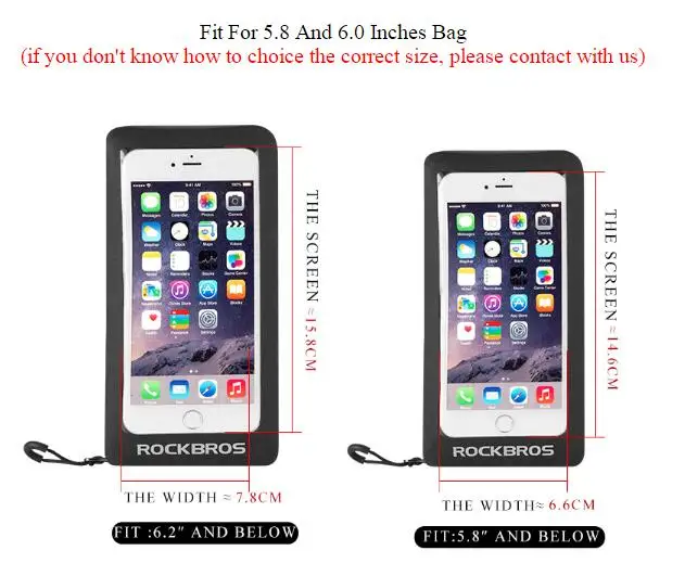 ROCKBROS Cell phone Waterproof Case Waterproof bag for Bike Motorcycle Universal mobile phone Cradle Pouch Mount touch sreen bag