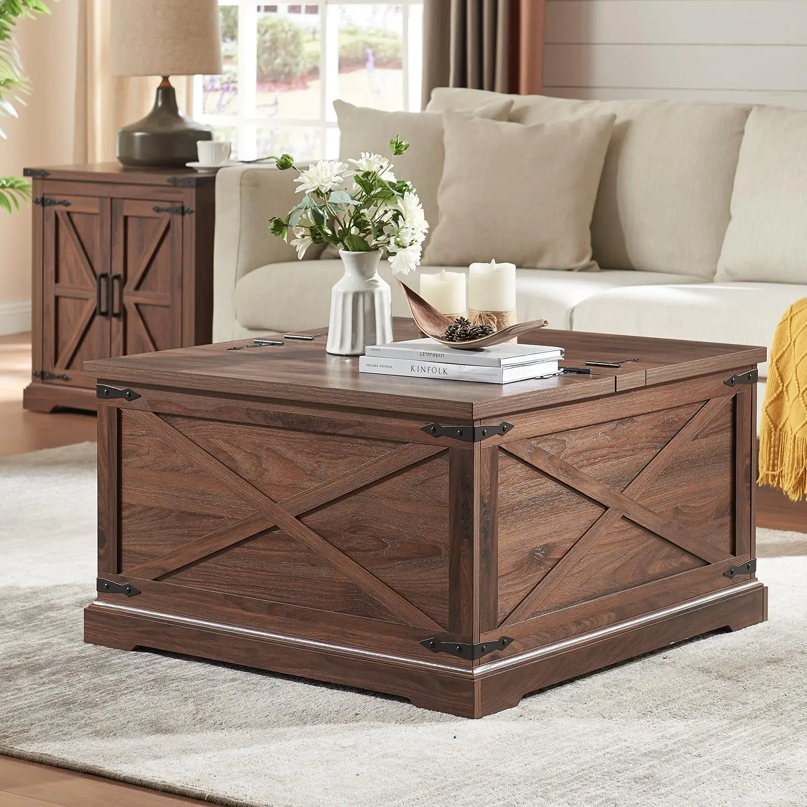 Best new simple Coffee tables of Nesting Solid smart coffee table Top Rustic modern coffee table For Living Room Furniture