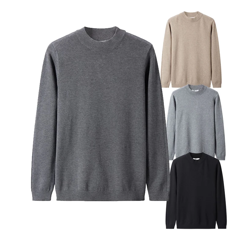 Mens distressed knitted sweater custom round neck mens sweaters