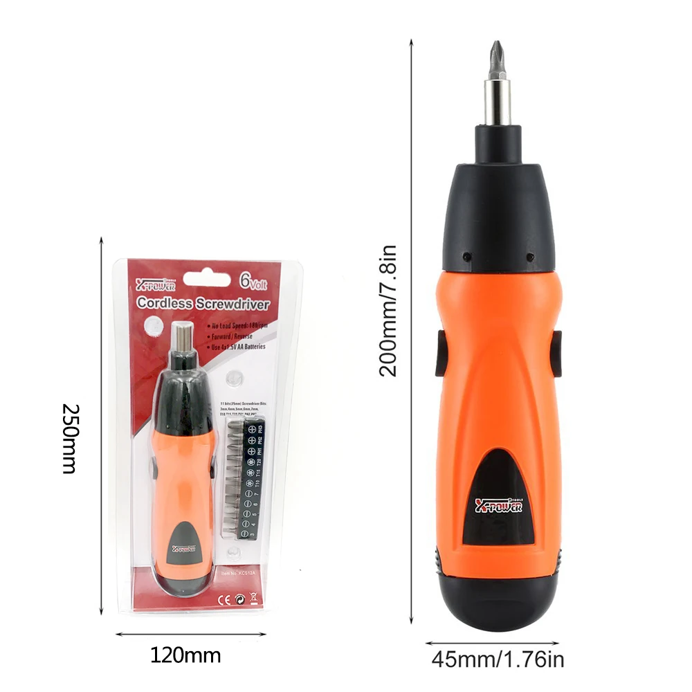 KCS12A-S11B AA battery powered screwdriver cordless drills with 11pcs 25mm bits home use
