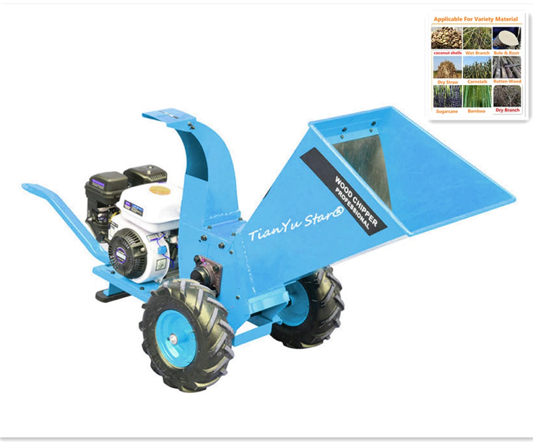 7.5 HP gasoline wood shaving machine chipper shredder cost-effective multifunction machine