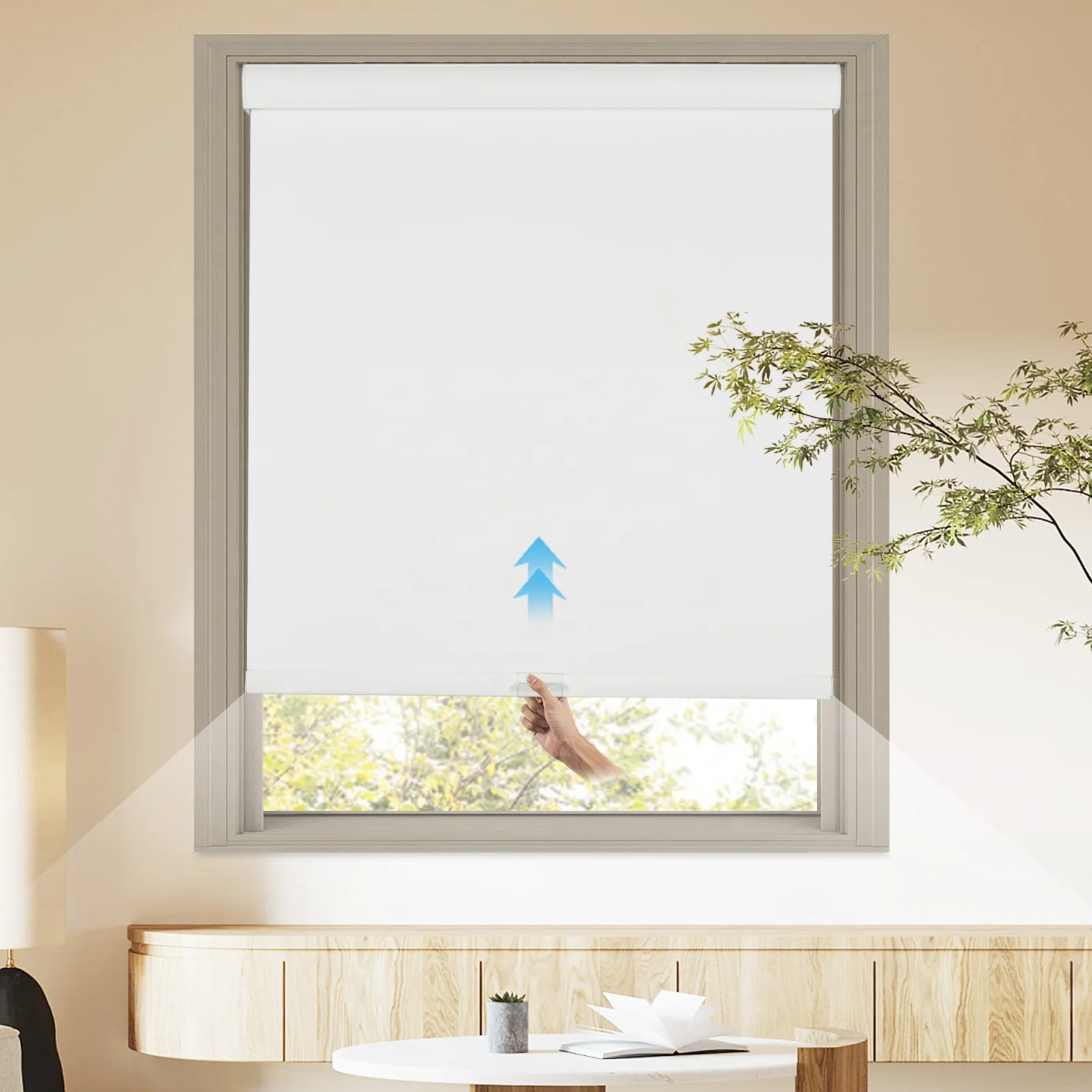 Aluminum Bottom Rod Wrapped With Fabric Roller Shades Wifi Smart Roller Blinds For Window, Manual Roller Blinds Accessories