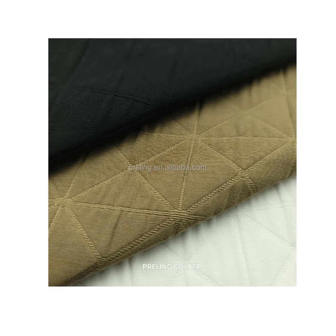 New design Check jacquard weft stretth polyester cotton fabric double layers Seersucker Fabric for shirt coat jacket clothing