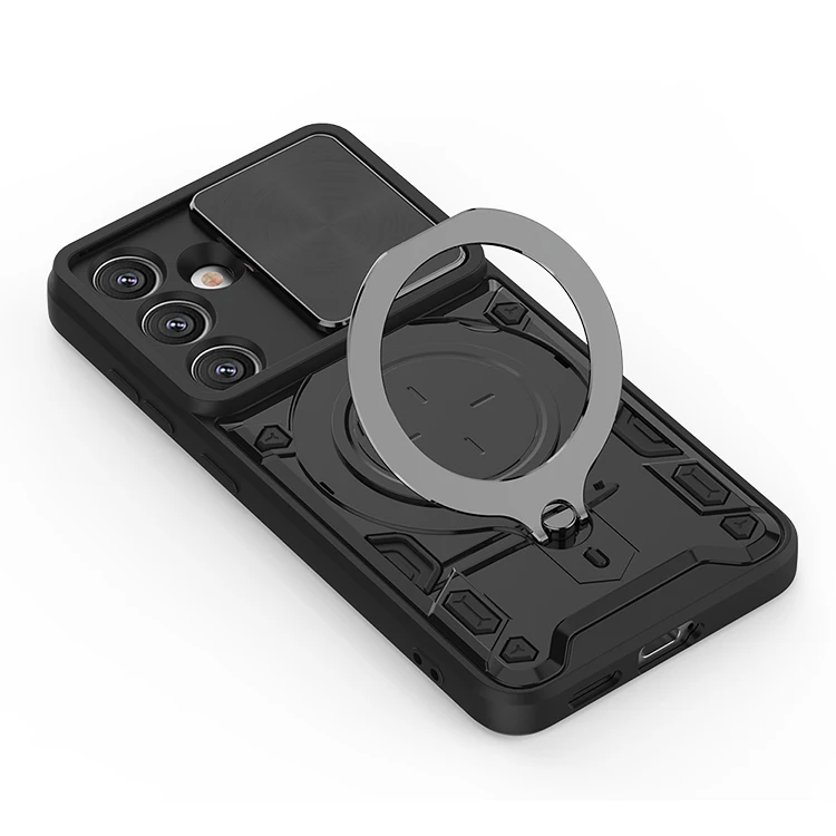 For Samsung Galaxy S25 case fundas para celular camera slide cover mobile phone case with round kickstand