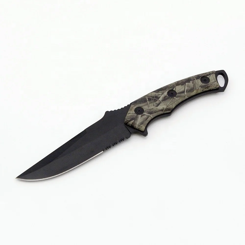 Wholesale Color Wood Handle Outdoor Camping Survival Fixed Blade Hunting Knife With Nylon Bag