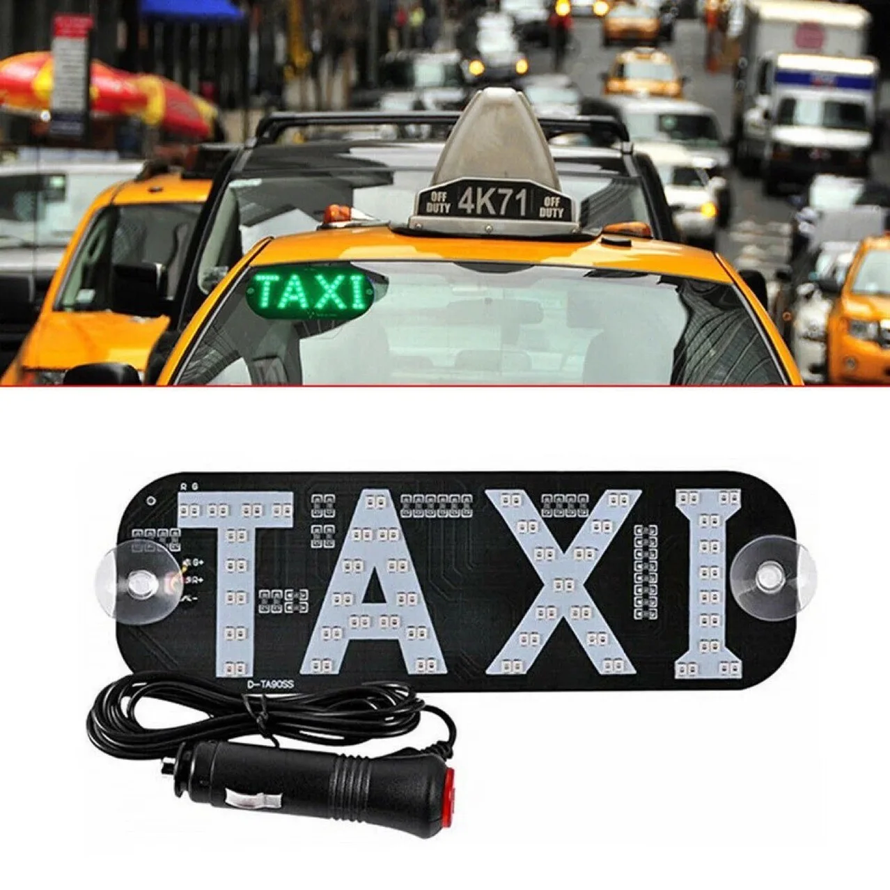 Taxi Sign Led Lamp Led Sign For Car 2 Color Changeable Taxi LED Light With DC12V Car Charger For Driver Blue Green