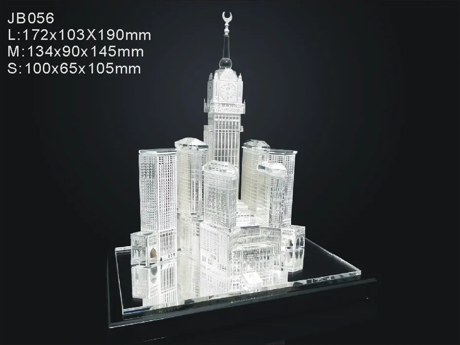 New arrival crystal makkah & clock tower model souvenir