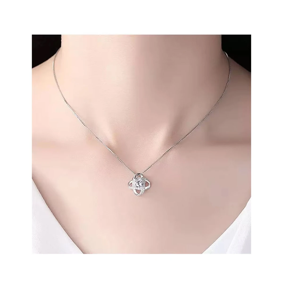 High-Quality 925 Sterling Silver Necklace Luxury Zircon Crystal Gemstone Pendant for Women