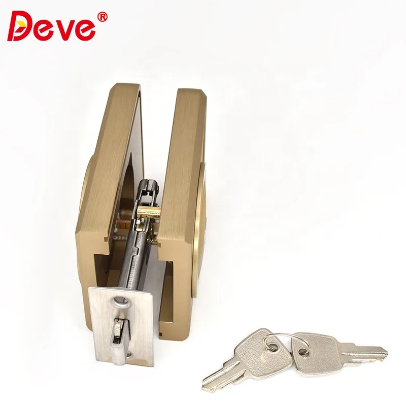 High Quality Aluminum Profile Shining Gold Lever Narrow Framed Sliding Glass Door Lock