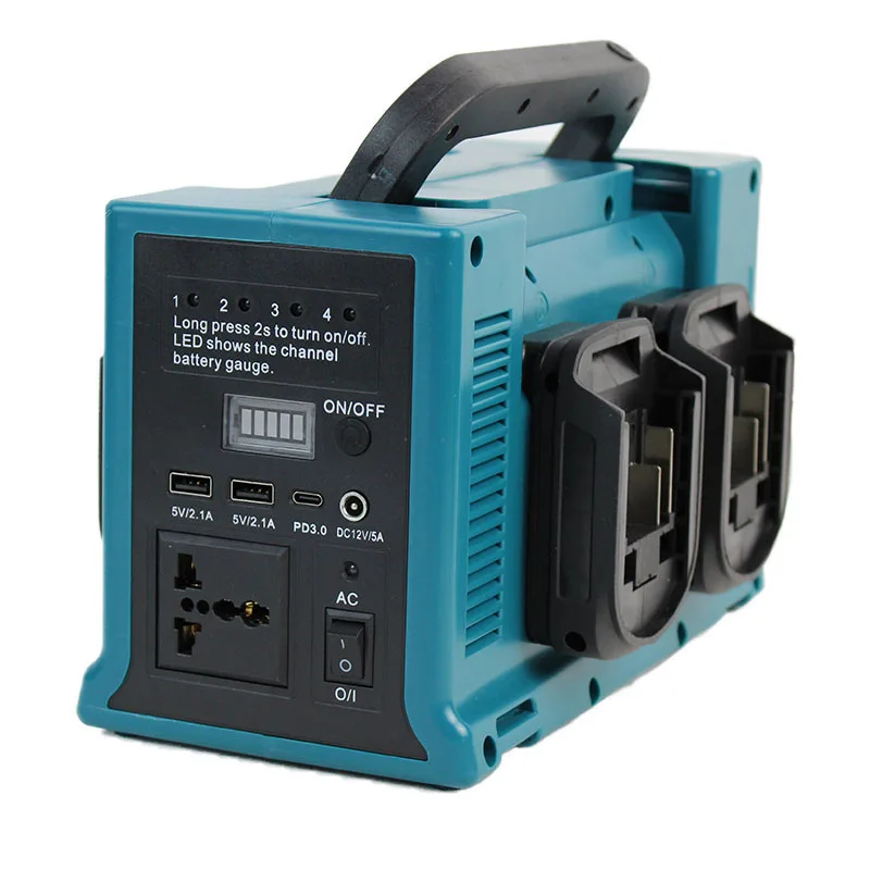 330W LED Outdoor Camping Mobile Portable Power Supply DC 21V to AC 220V Converter Lithium ion Battery Inverter USB DC5V/12V