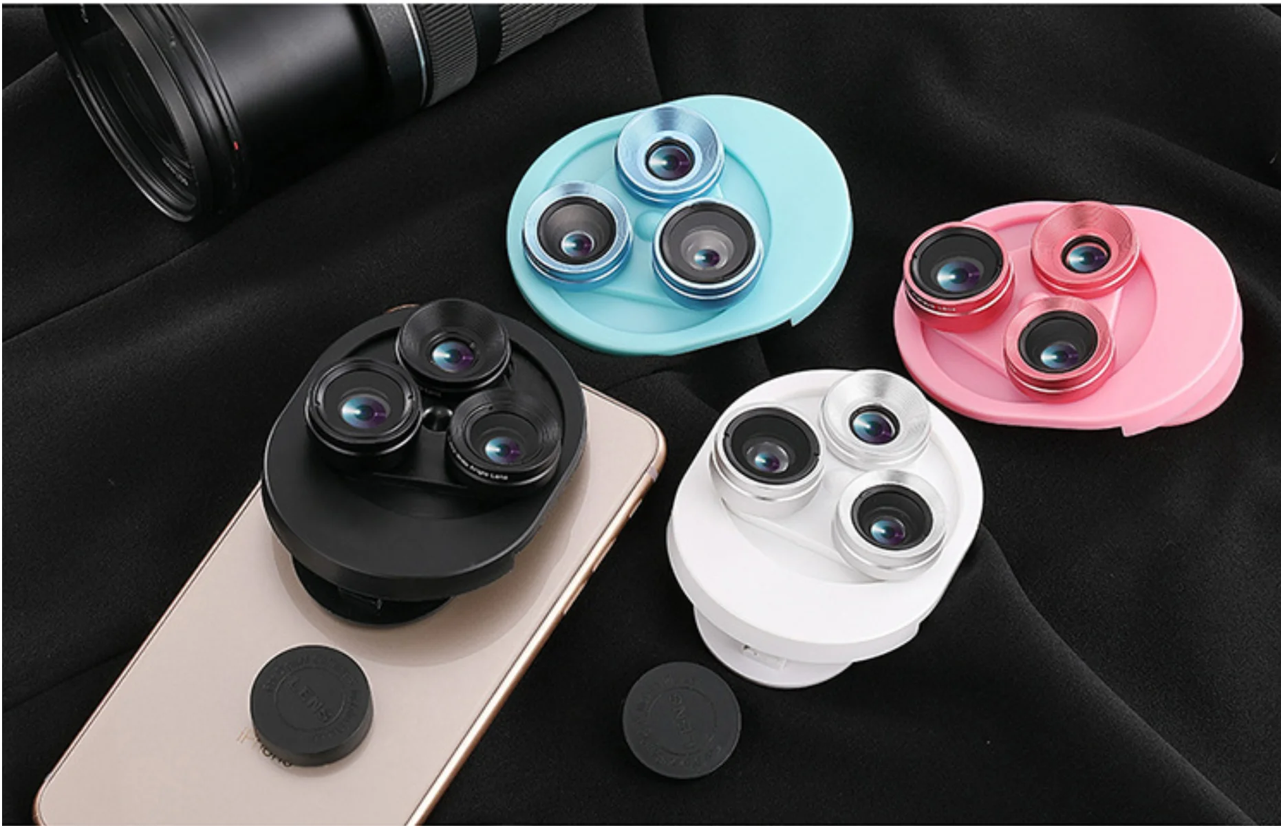 
The latest Wide-angle Fisheye Integral Turntable Mobile Phone Lens Mobile Phone External Camera Trinity Lens 