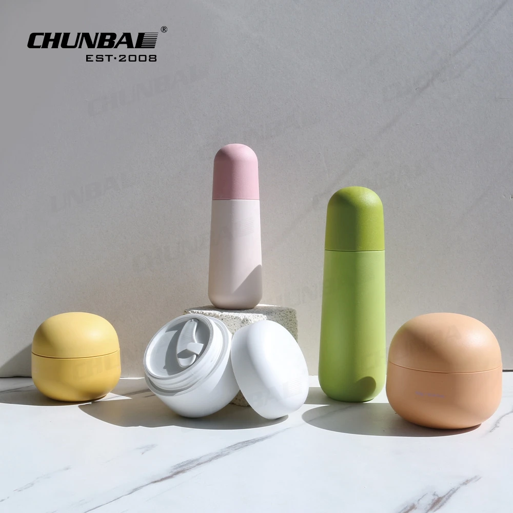 custom eco friendly biodegradable egg shape cosmetic pmu cream jar with spoon