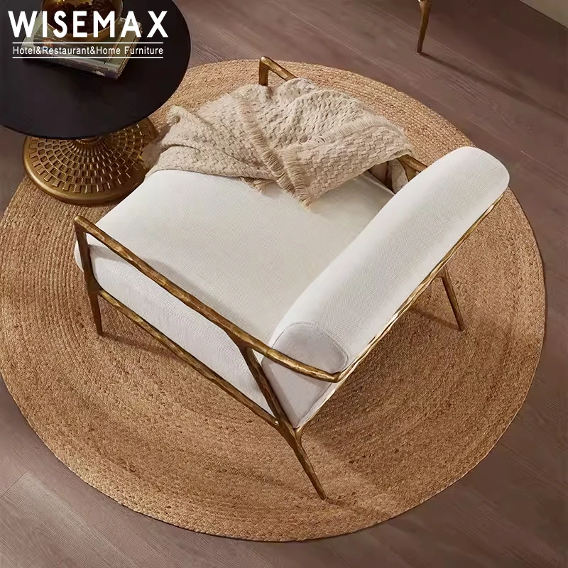 WISEMAX мебель высокого качества современный винтажный медный железный каркас отель элегантный вощеный Кожаный Мягкий тканевый удобный стул для отдыха