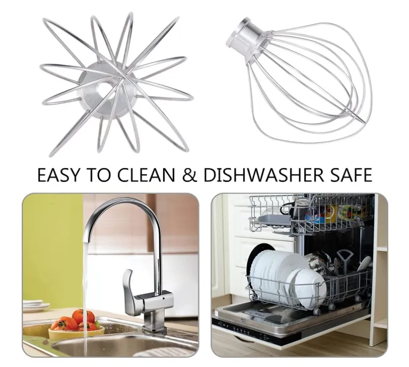 KN256WW 6-Wire Whip Attachment for KitchenAid 6 Quart Bowl-Lift Stand Mixer Accessory Replacement, Egg Cream Stirrer, Cakes Mayo