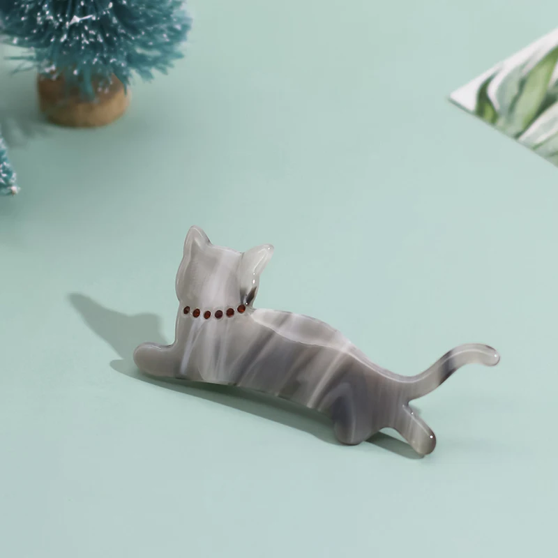 Factory custom designer cute cat hair clips accessories for little girls animals acrylic hair clips vendors hair clip pin