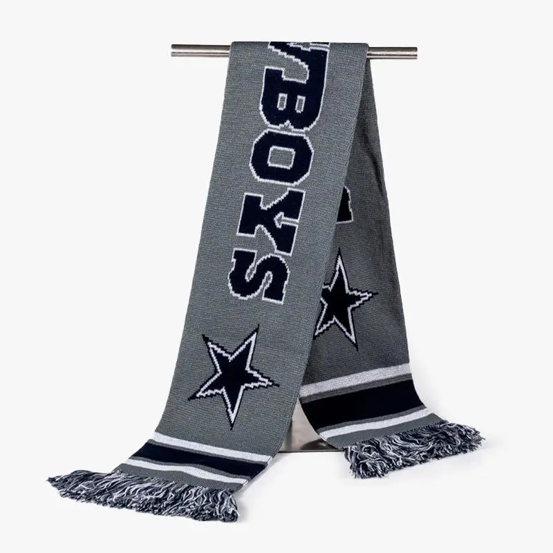 Custom Design Printed Polyester Jacquard Scarves Football Soccer Club Sport Fan Scarf