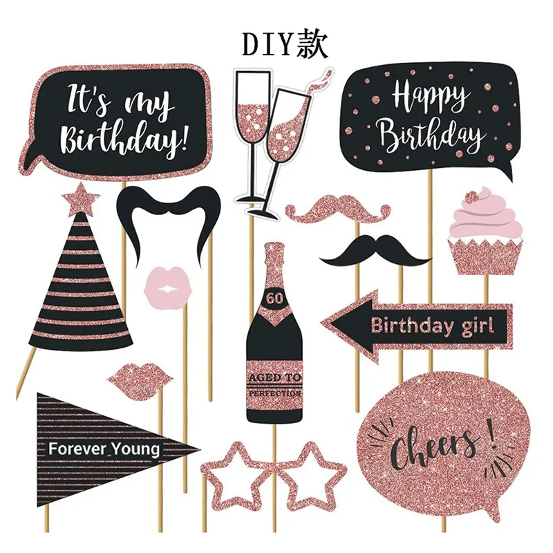 Its my birthday girl birthday party decoration rose golden onion powder birthday funny Photo Props