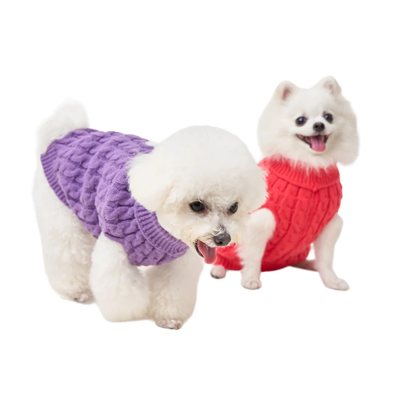 Custom knitted dog sweater Pet Clothes Soft Thickening Warm christmas Turtleneck Knitted Puppy sweater dog designer for small bi