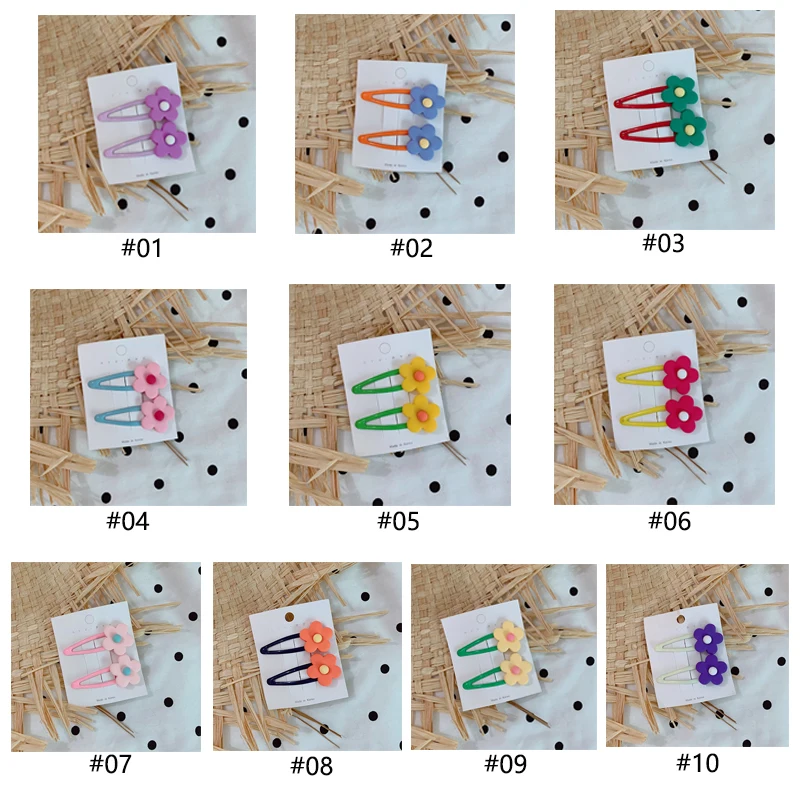 2pcs/set Korean small flower hair pins Cute candy color girls clips for hair water sweet girl drop hair clip