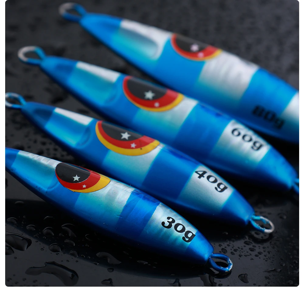 Jigging Pro 30g 40g 60g 80g Shore Casting Slow Pitch Jigs Fishing Metal Jigbaits Lead Jigging Saltwater Fishing Lure