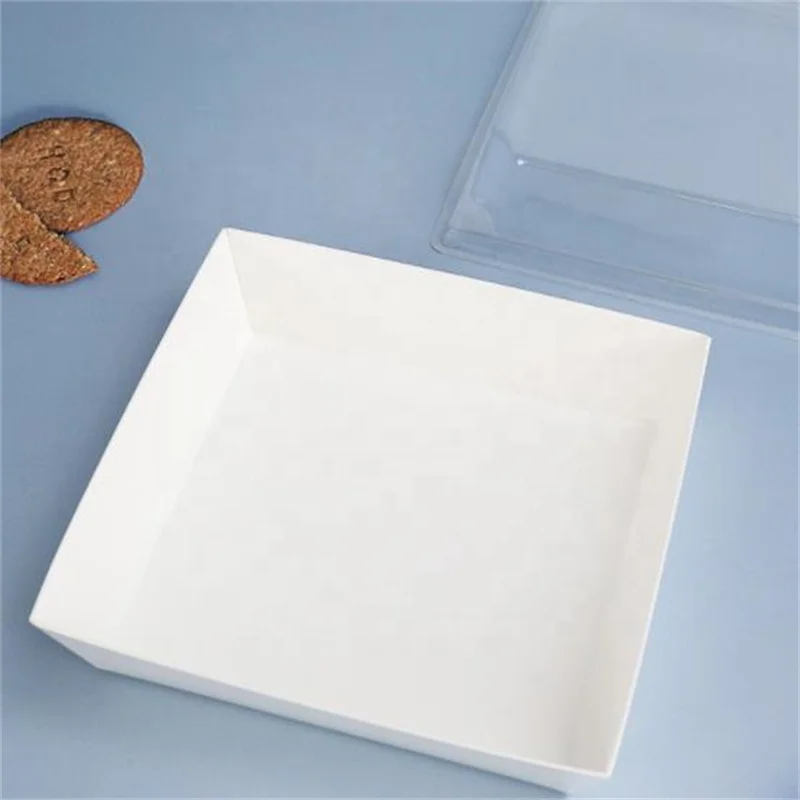 Kraft Square Donuts Tiramisu Paper Packaging Box with Full Clear Cover