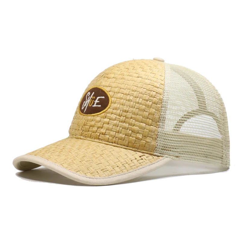 Chinese Newest Custom Nice Embroidery Design Bamboo Trucker Hat Straw Baseball Cap