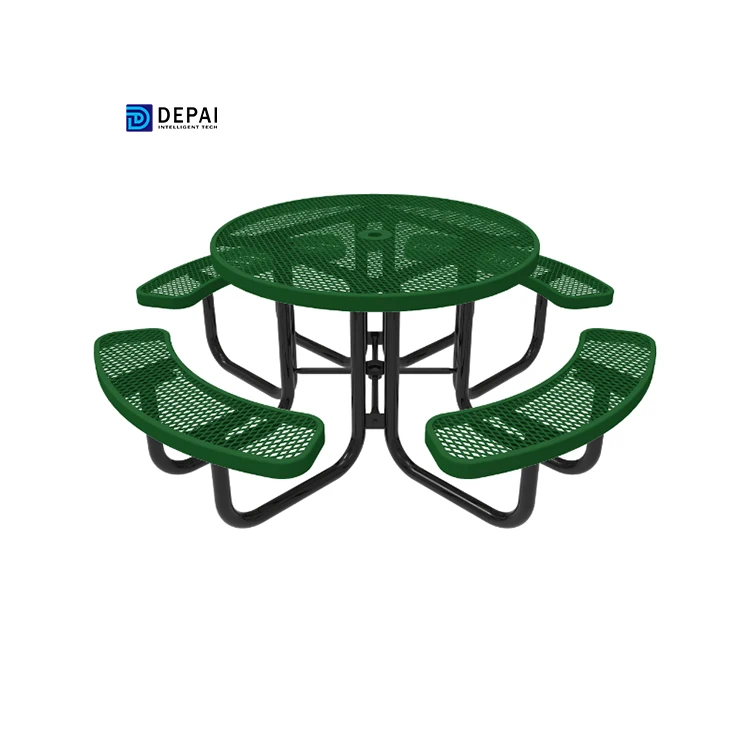 Round Shape Outdoor Furniture Powder Coated Picnic Tables with Low Price