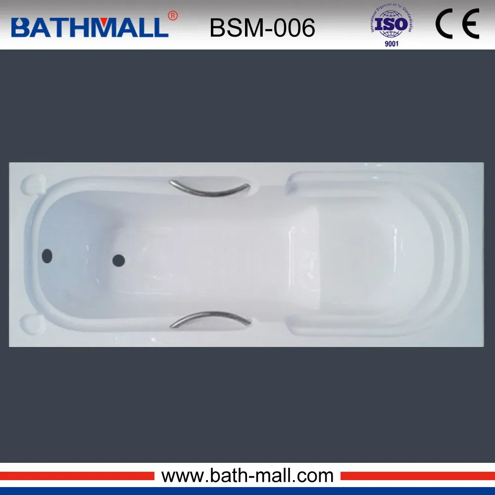 Modern built-in plastic bathtub with handles and seats for wholesale