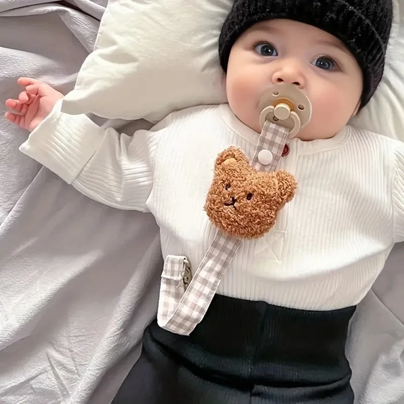 CPC Pacifier Clip Bear plush toys Pacifier Holder for Boys and Girls Fits Many Pacifiers & Baby Teething Toys Ideal Baby Gift