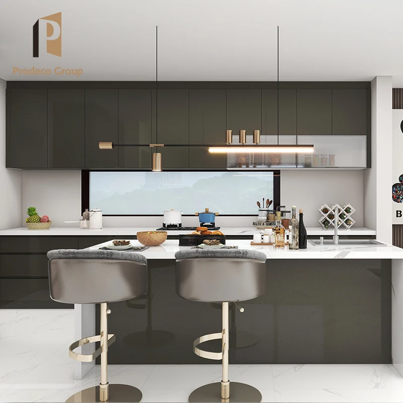Customized Mdf Australian Kitchen Cabinet Black High Gloss Kitchen Cabinets