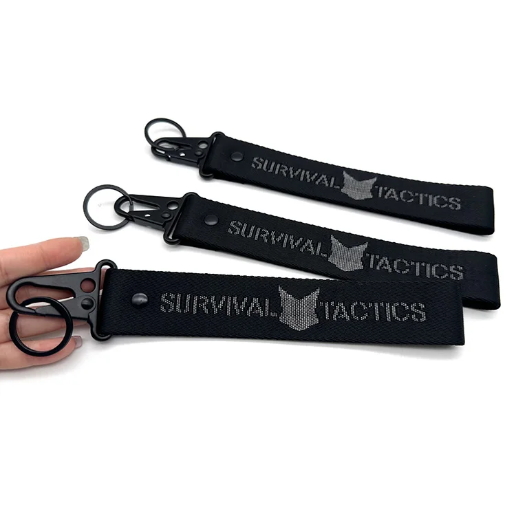 YYX Custom Jacquard Nylon Keychain Nylon Webbed Carabiner Hook Keychain Short Strap Lanyard Personalized Jacquard Keychain