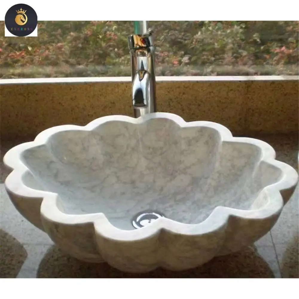 Flower shape design custom marble washing basin with shelf