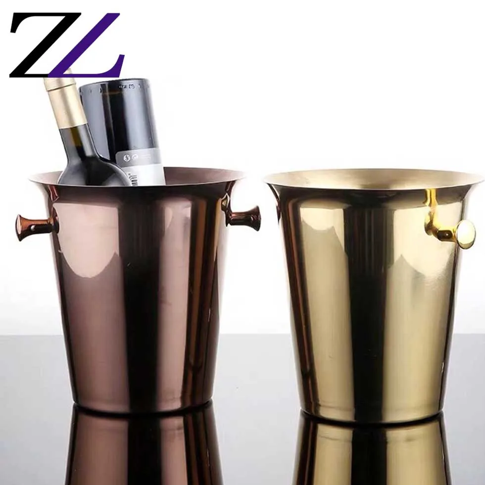 Commercial party catering customized vodka wine bottle ice bucket metal square double wall ice bucket night club ice bucket