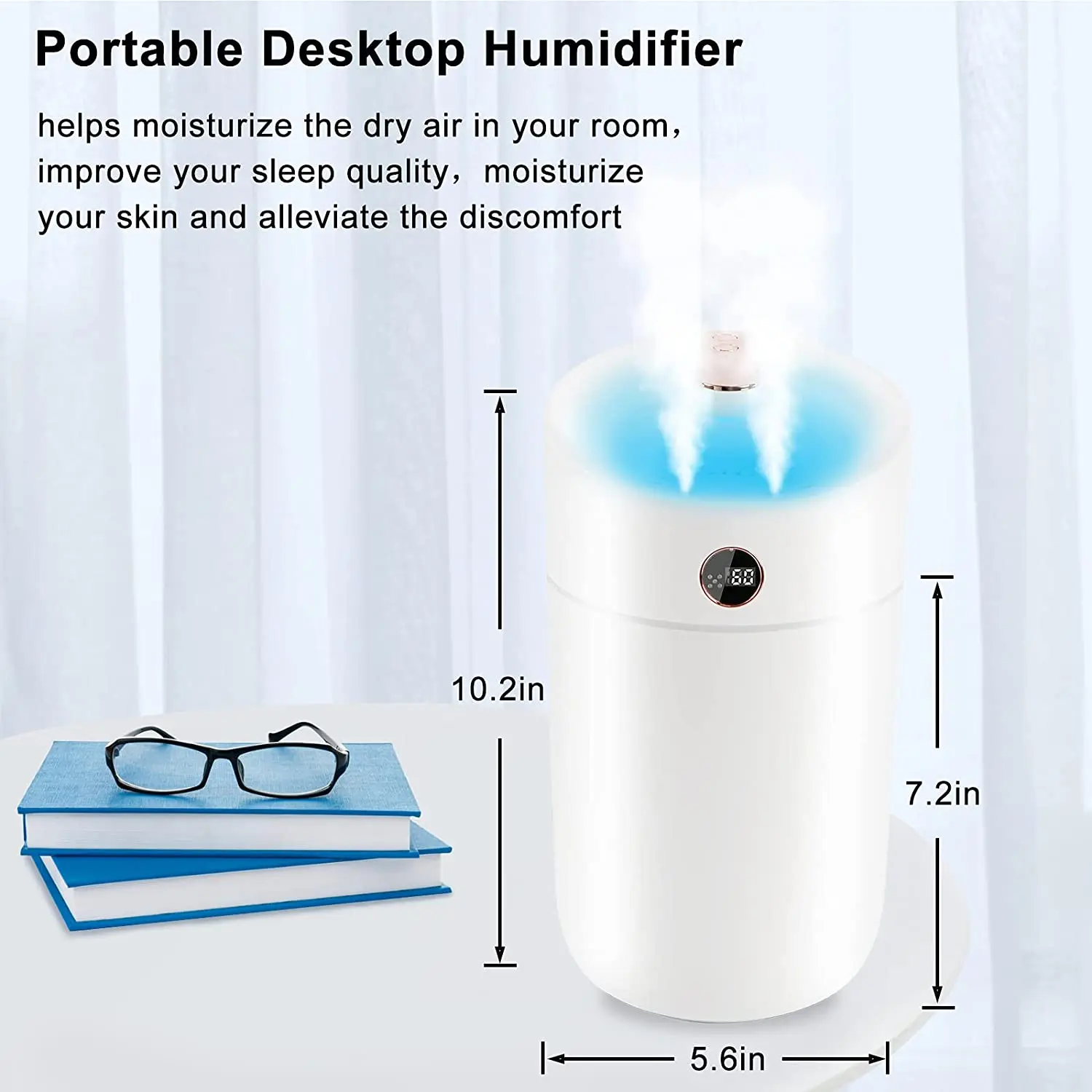 3L Big Capacity Automatic Diffuser Quiet Operation 7 Colors Night Light Adjustable Mist Mode Double Nozzle Humidifier