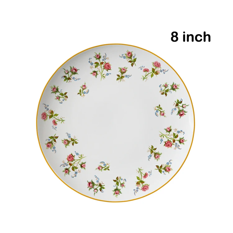 Factory Direct Countryside Style Floral Porcelain Tableware Set Dinnerware Wholesale Kitchen Plates Set
