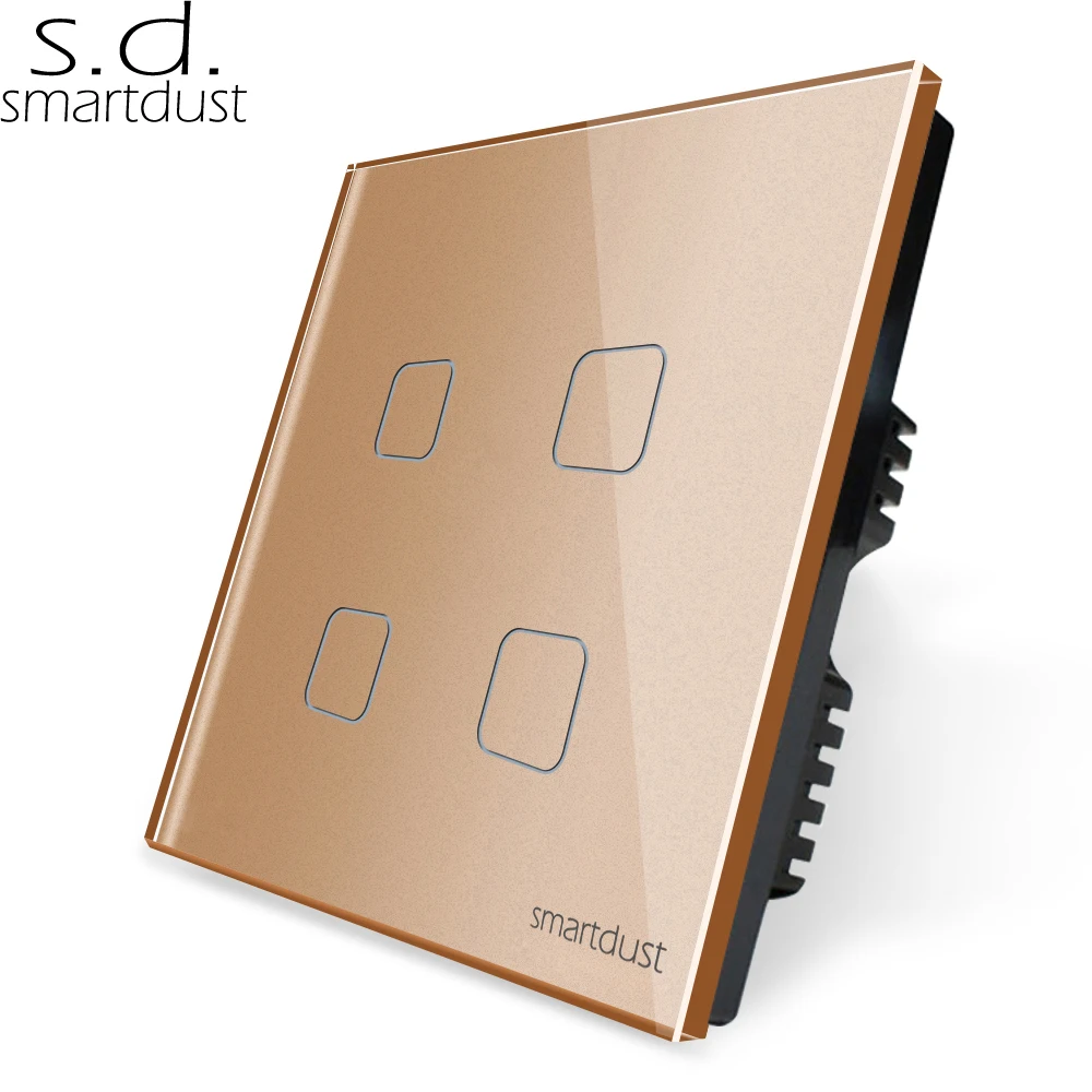Smartdust UK закаленная стеклянная панель Tuya SmartLife с Wi-Fi освещение стены сенсорный Умный переключатель 4 банды