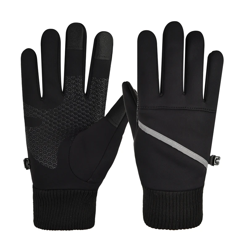 Zipper pocket waterproof and windproof winter outdoor warm cycling thick gloves full finger