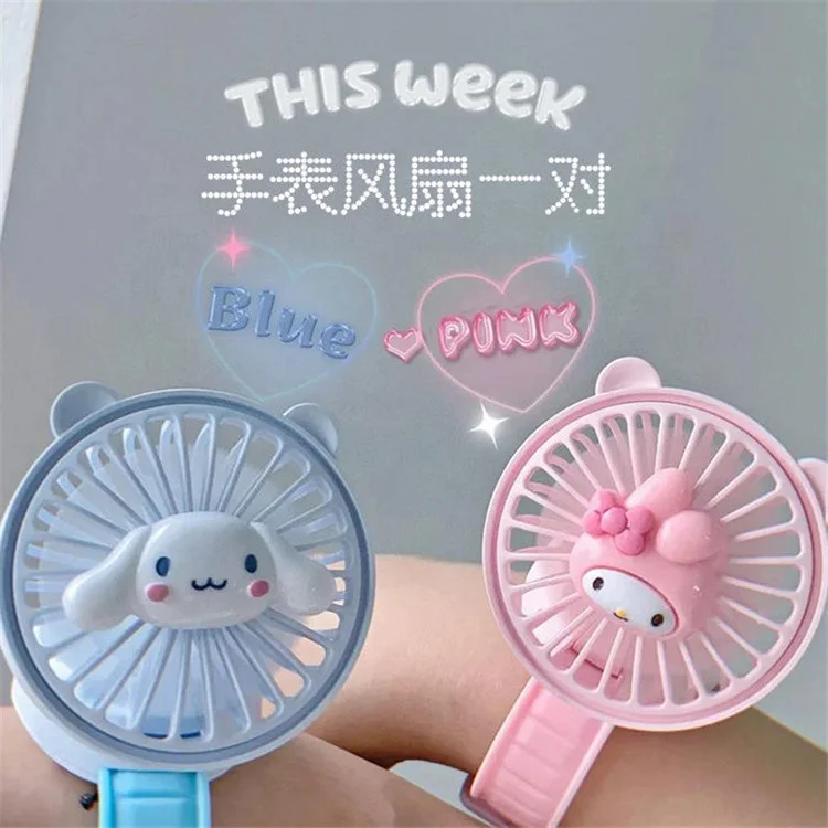 Sanrioed hot cute  Anime USB Watch Fan anime Kuromi My Melody Cinnamoroll summer cool Portable Bracelet Style Wrist Fan gift