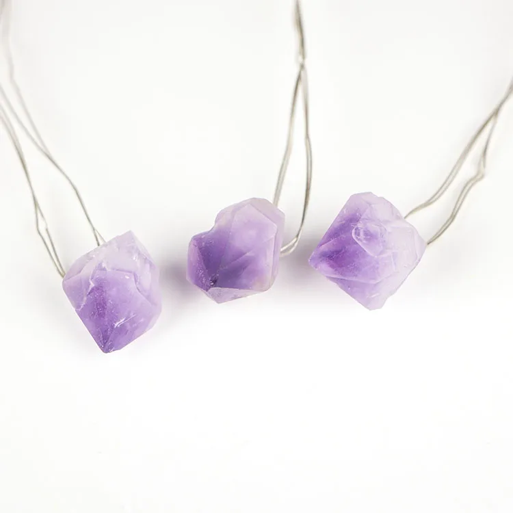 
25 Crystal Gemstones Christmas Decoration Battery Operated Natural Amethyst LED String Light 