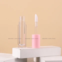 5ml wholesale blue white round liptint custom lip balm tube private label lip gloss containers tube packaging big wand brush