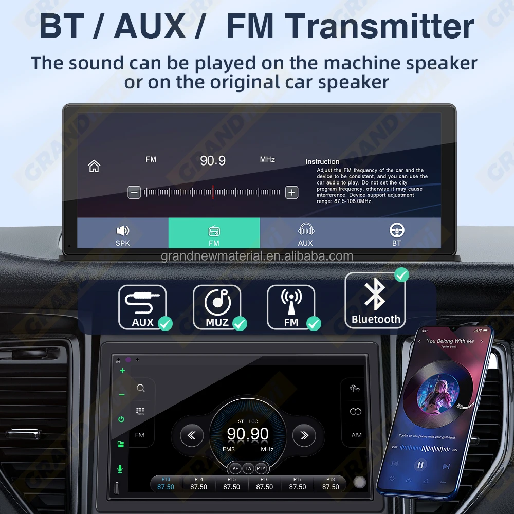 GRANDNAVI 11.3inch Wireless CarPlay Android Auto Touch Screen BT Music FM Transmission AUX Like For BMW AUDI BENZ Car Display