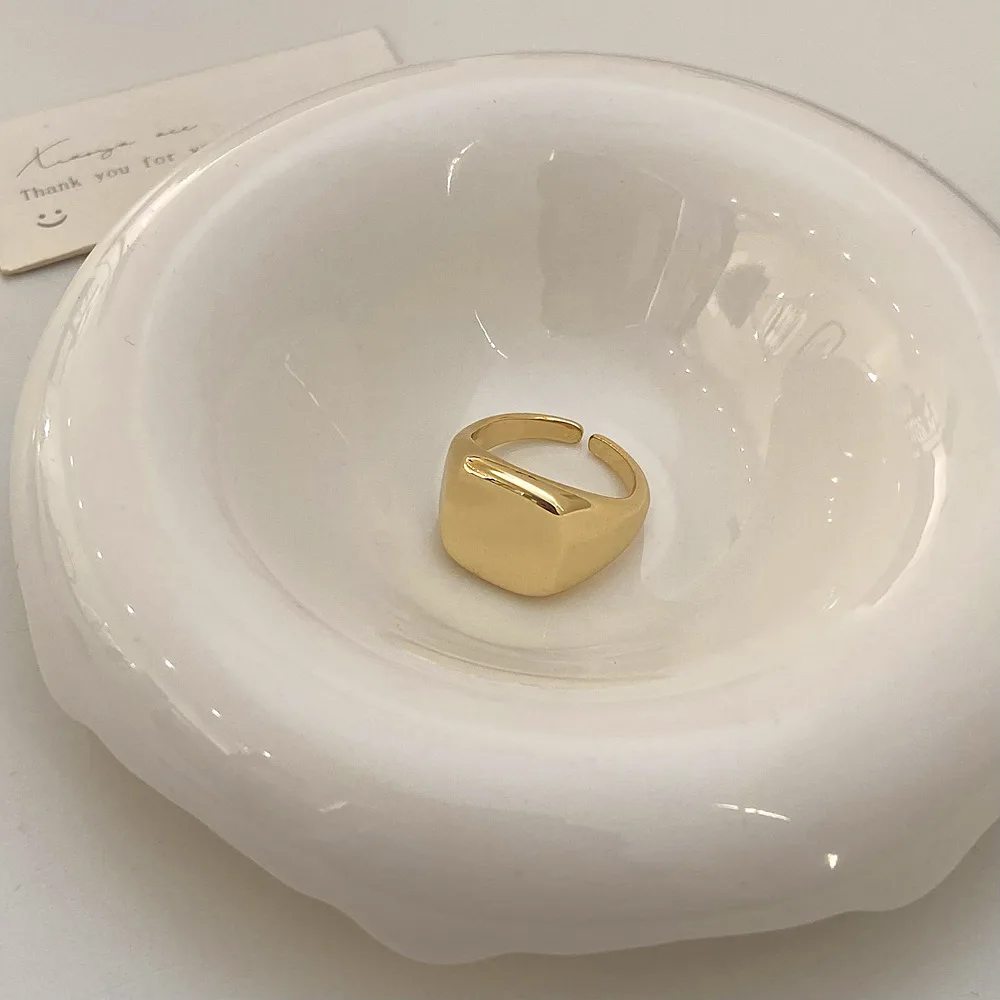 Custom geometric shape multi-layer water drop ring copper plating 18K real gold water drop cross female custom logo ring