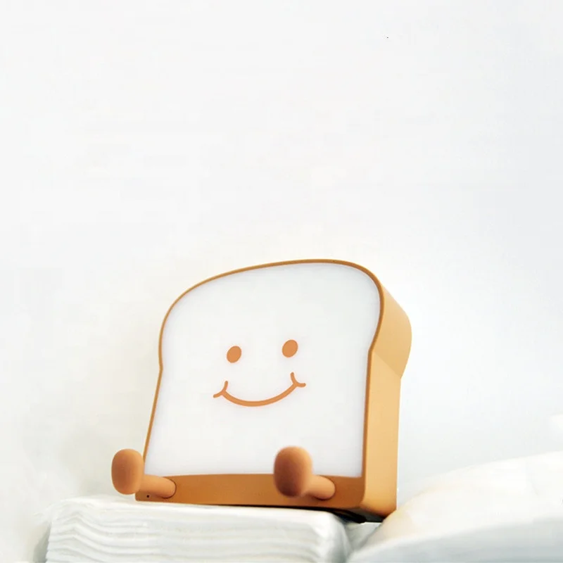 Megan Q Toast night light USB Charging pat timing light Single and double side luminous cube bread shaped bedside lamp